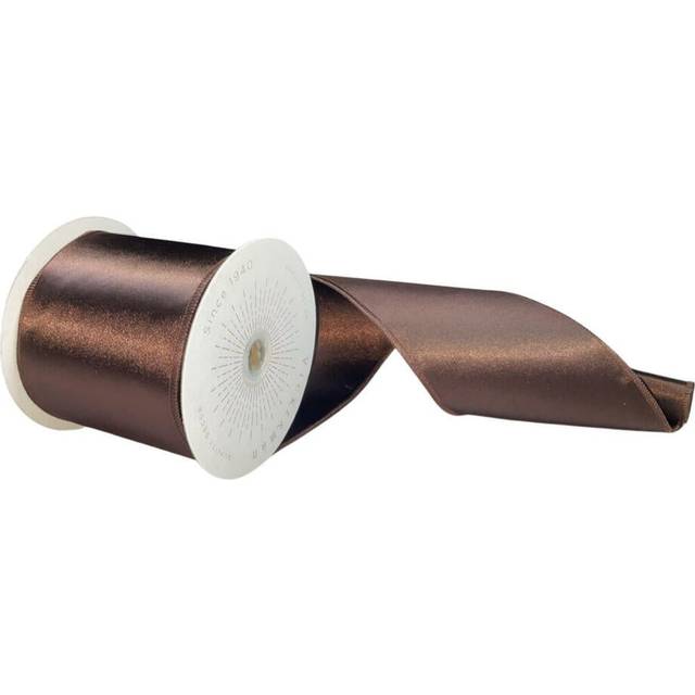 Vickerman QTX241175 4 in. x 10 Yards Chocolate Satin Ribbon