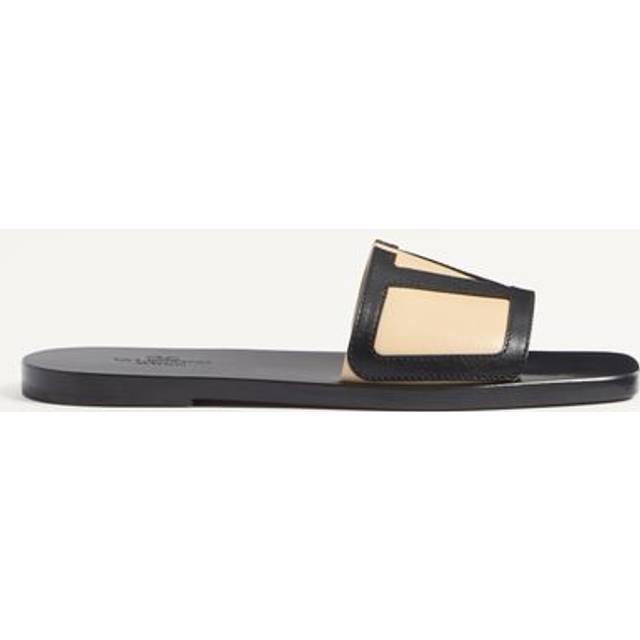 Valentino Garavani VIVA SUPERSTAR SLIDE SANDAL IN NAPPA LEATHER Man BUTTER/BLACK 43.5
