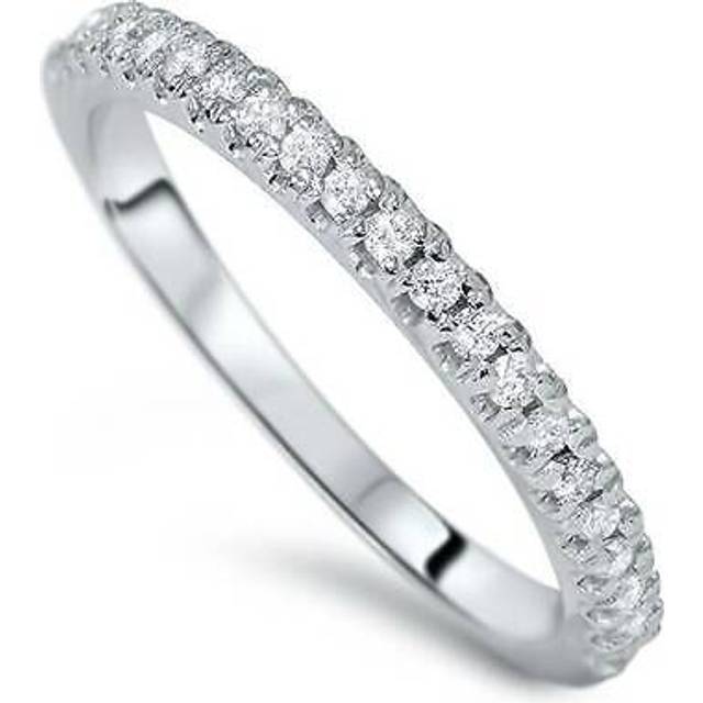 Vs 1/4ct 100% Diamond Pave Wedding Stackable Ring 14k White Gold Lab Grown