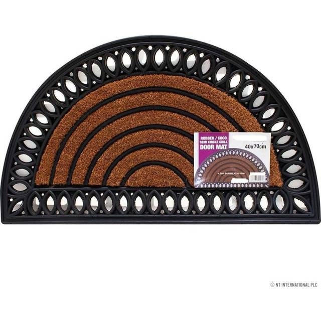 MantraRaj Heavy Duty Non-slip Doormat Rubber Natural Coco Grill Coir Door Mat Half Moon Dirt Trapper Doormat 40x70 cm