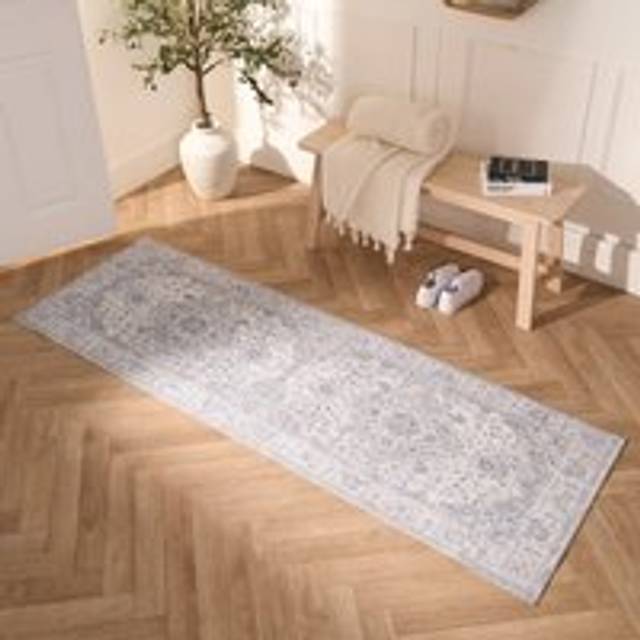 OHS Washable Vintage Printed Runner - Grey