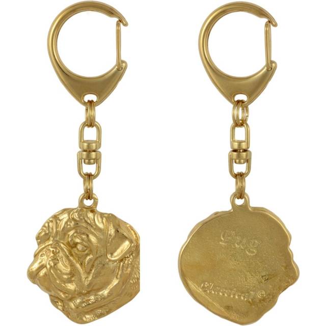 Pug I - Gilded key ring with dog, handbag decoration, luxury accessory by Art-Dog brand