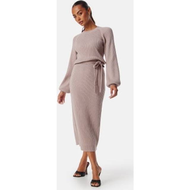 Round Neck Rib Knitted Midi Dress
