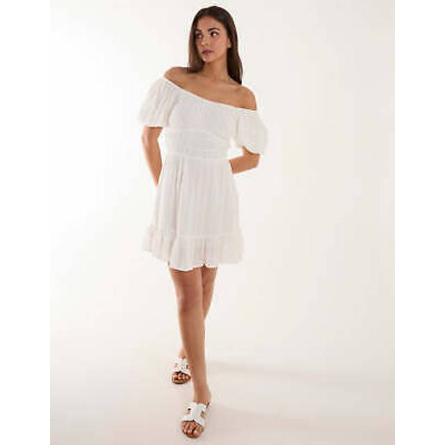 Womens Puff Ball Mini Dress - White - 10