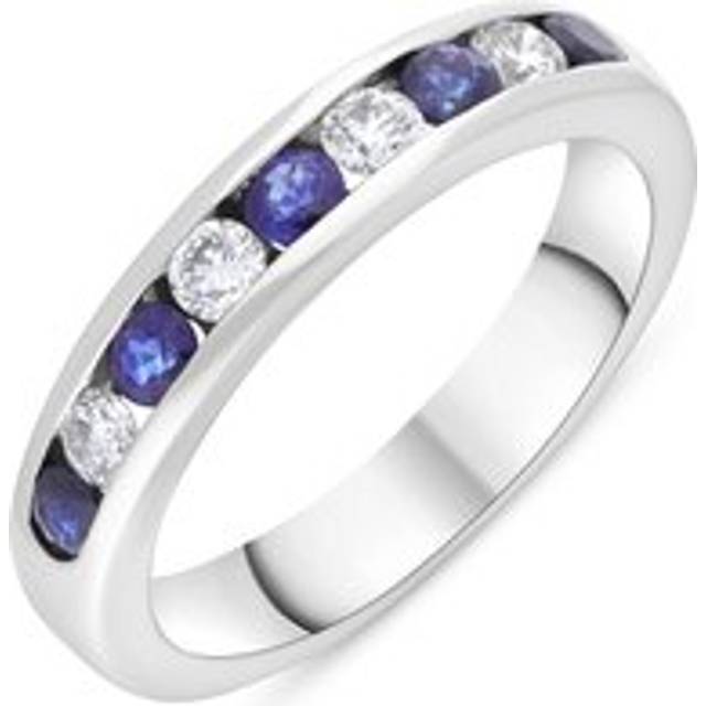 18ct White Gold 0.48ct Sapphire 0.26ct Diamond Channel Set Half Eternity Ring - K