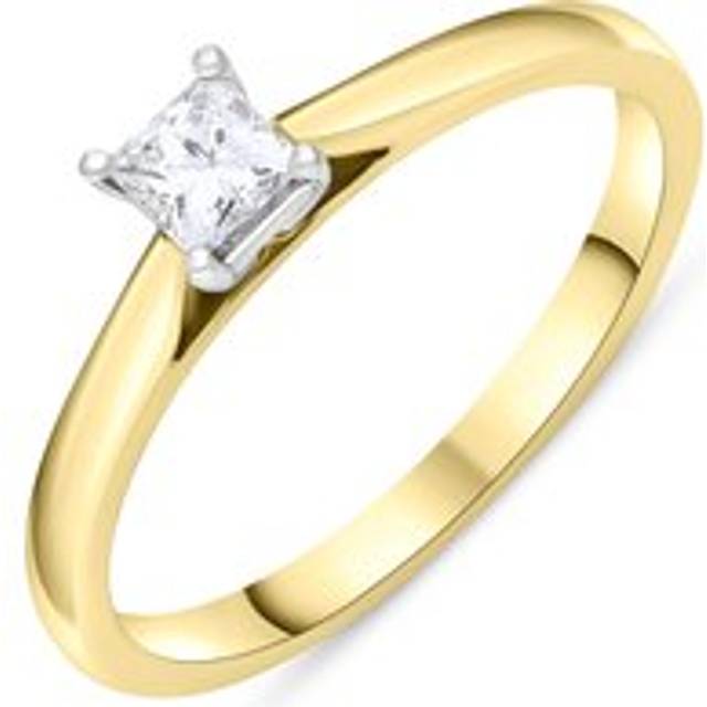 18ct Yellow Gold 0.24ct Diamond Princess Cut Solitaire Ring - N