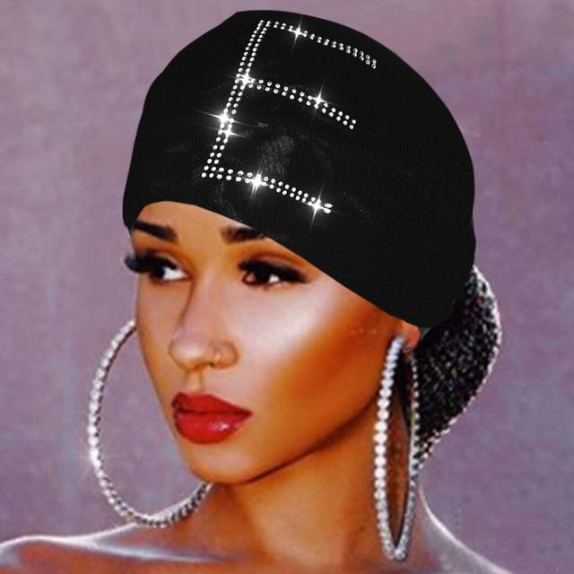 GORTIN Crystal Headbands Sparkle Rhinestones Letter Head Bands Black Wide Hair Bands Boho Turban Head Wraps Nightclub Party Headpieces Head