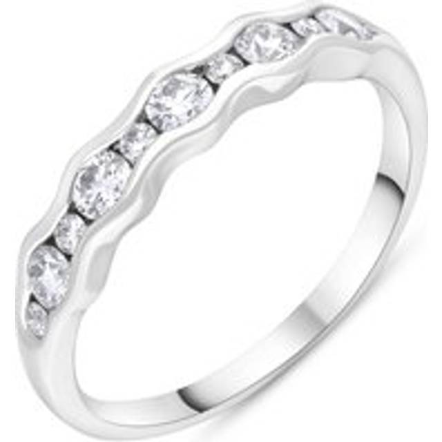 Platinum 0.51ct Diamond Half Eternity Wave Ring - N