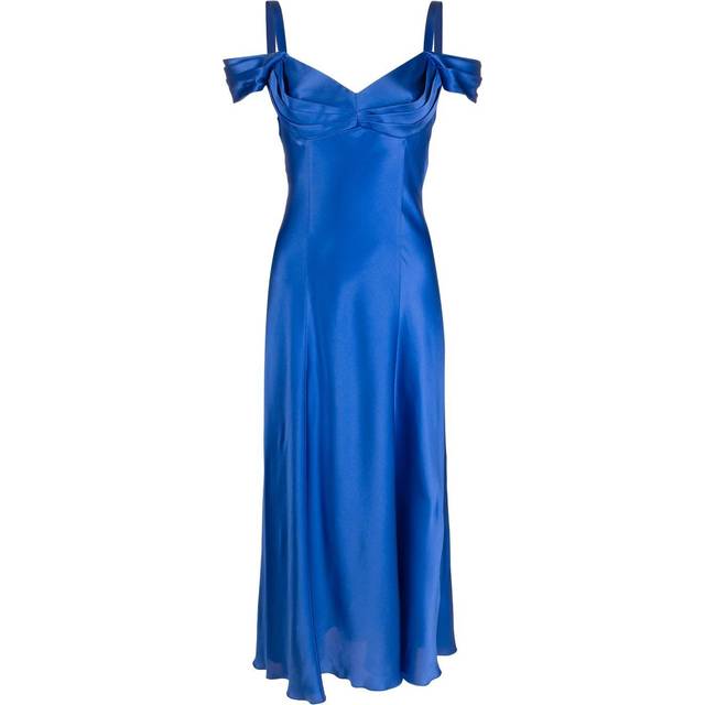 Alberta Ferretti - draped silk dress - women - Silk - 42 - Blue
