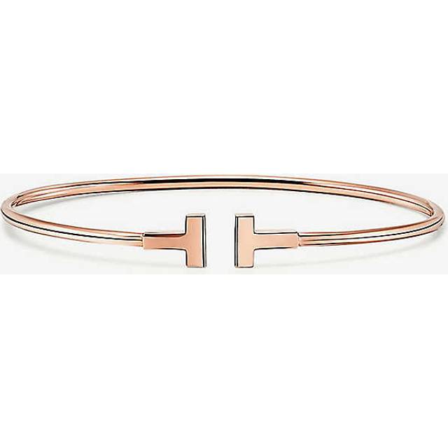 Tiffany & Co Womens 18k Rose Gold T Wire 18ct Rose-gold Narrow Bracelet M - 18K ROSE GOLD