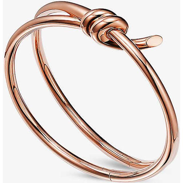 Tiffany & Co Womens Rose Gold Knot Double Row 18ct Rose-gold Hinged Bangle M - ROSE GOLD