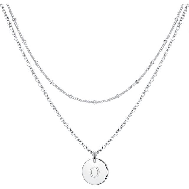 IEFWELL Layered Initial Necklaces for Women - Silver Layered Necklaces