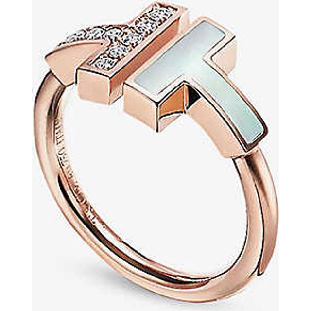 Tiffany & Co Womens Rose Gold T 18ct Rose-gold, Mother-of-pearl and 0.07ct Diamond Ring K - ROSE GOLD