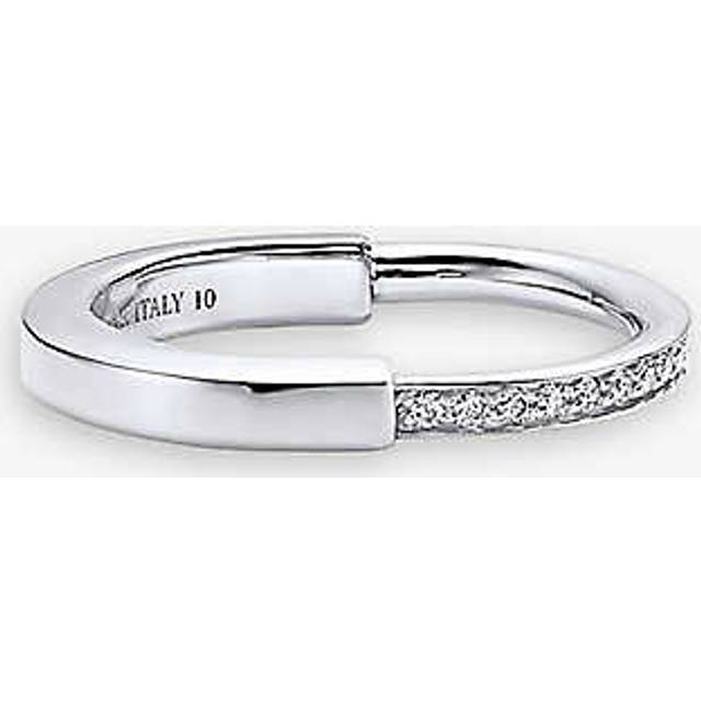 Tiffany & Co Womens White Gold Lock 18ct White-gold and 0.17ct Round-brilliant Diamond Ring 5.5 - WHITE GOLD