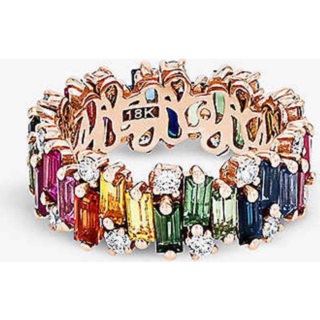 Suzanne Kalan Womens 18k Rose Gold Firework 18ct 4.7ct Rainbow Sapphire and 0.65ct Diamond Eternity Ring O - 18K ROSE GOLD