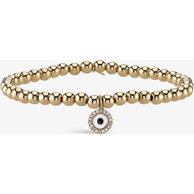 Sydney Evan Womens 14k Yellow Gold Evil Eye 14ct Yellow-gold Enamel and 0.06ct Diamond Bracelet - 14K YELLOW GOLD