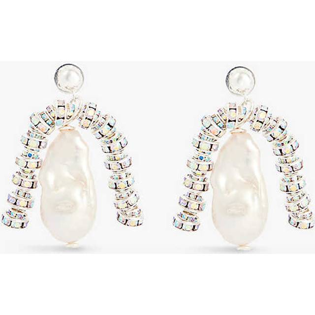 Pearl Octopuss.y Womens Silver Baroque Paris Sterling-silver and Freshwater Drop Earrings - SILVER