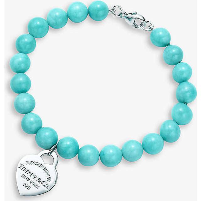 Tiffany & Co Womens Silver Return To Tiffany&#8482; Heart Tag Sterling-silver and Amazonite Bead Bracelet M - SILVER