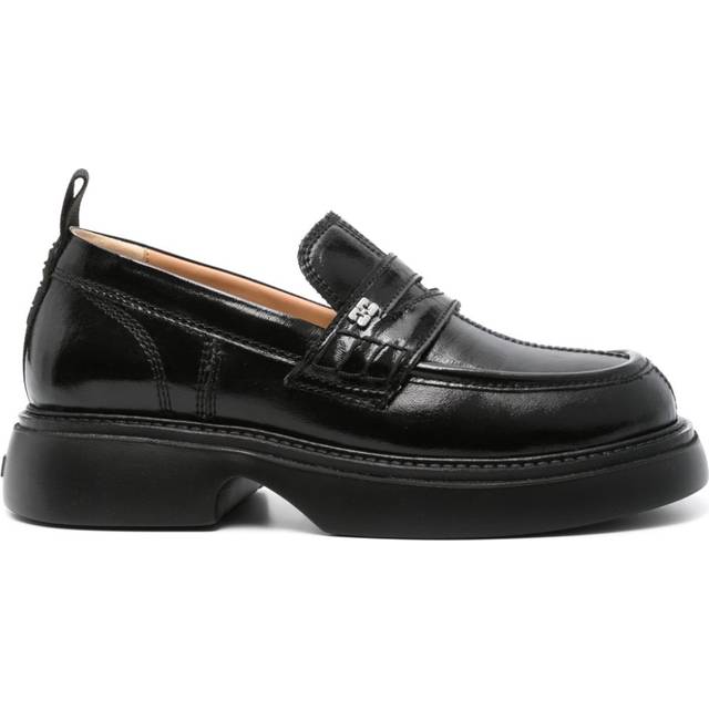 GANNI - logo-plaque platform loafers - women - Other fibres - 40 - Black
