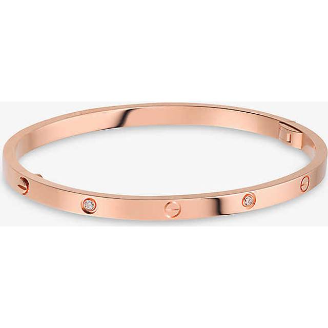Cartier Womens Pink Love Small 18ct Rose-gold and 6 Diamonds Bracelet 16cm - PINK