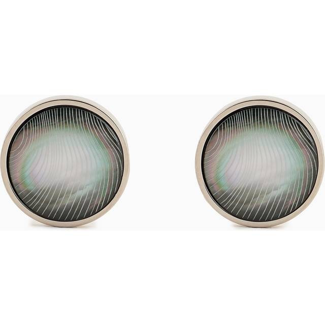 Sterling silver and mother of pearl round cufflinks