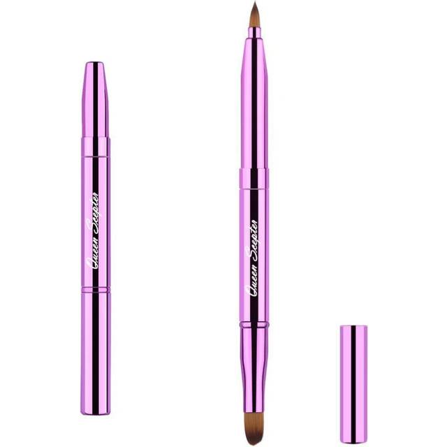 Cosmetic Brushes Lip Eye Double Sided Makeup Brush with Cap for Travel Retractable Lip Brush Eyebrow Brush Concealer Brush For Lipstick Portable Purpl