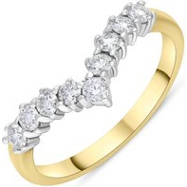 18ct Yellow Gold 0.44ct Diamond Nine Stone Wishbone Ring - N