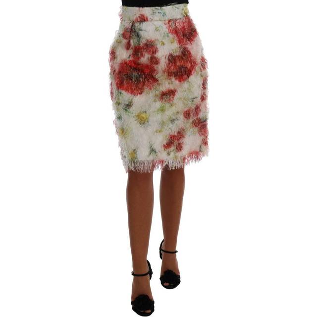 Dolce & Gabbana, Kjol, Dam, L, Polyester, Blommig högmidjig pennkjol