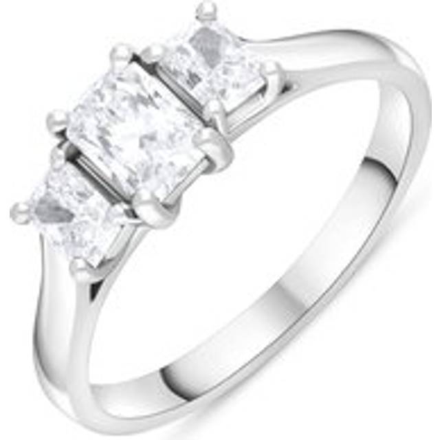 Platinum GIA Certified EVS1 1.01ct Diamond Emerald Cut Trilogy Ring - N