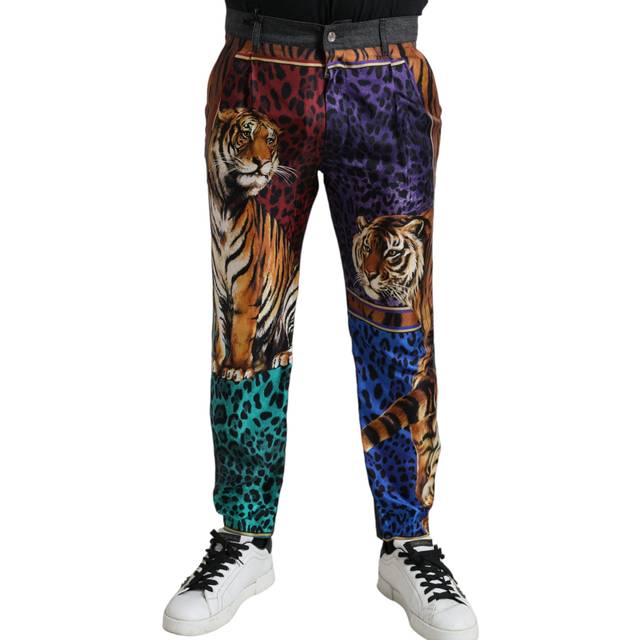 Dolce & Gabbana Multicolor Tiger Cotton Loose Denim Jeans - IT50 | L