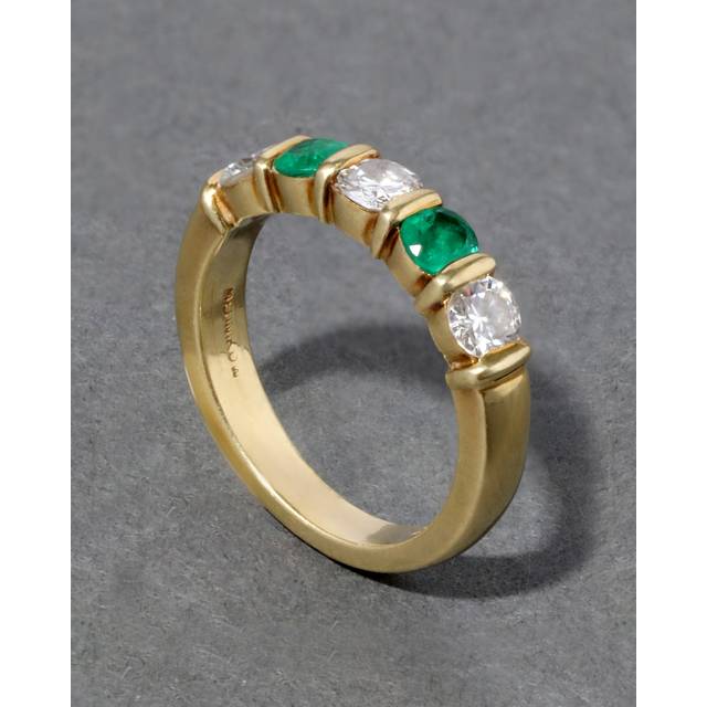 Alexis Bittar Vintage 1980S 18K & Alternating Emerald & Diamond Band Ring in Gold Size 5  | Statement Jewelry from Alexis Bittar (5)