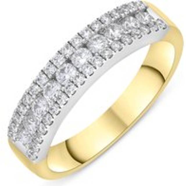18ct Yellow Gold 0.61ct Diamonds 3 Row Half Eternity Ring - K