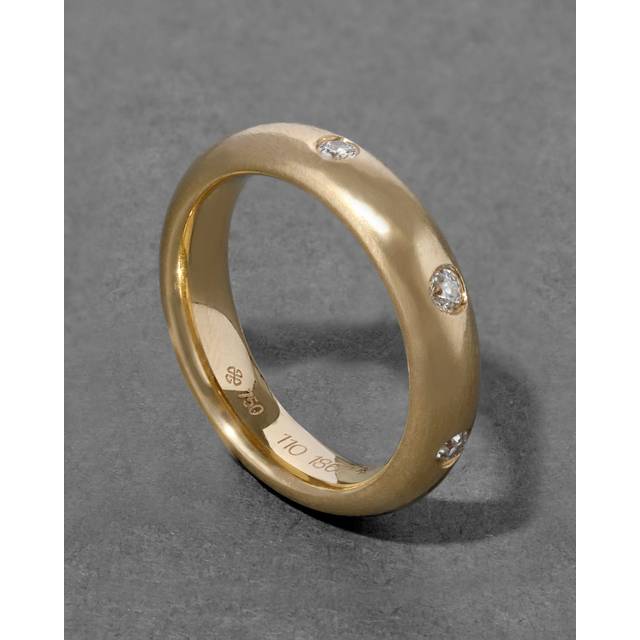 Alexis Bittar Vintage 18K & Diamond Studded Heavyweight Handmade Domed Band Ring in Gold Size 9 | Statement Jewelry from Alexis Bittar (9)