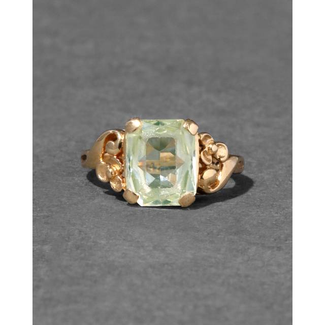 Alexis Bittar Vintage 1950S 14K Gold & Pale Spinel Floral Baby Ring in Green Size 1.5  | Statement Jewelry from Alexis Bittar (1.5)