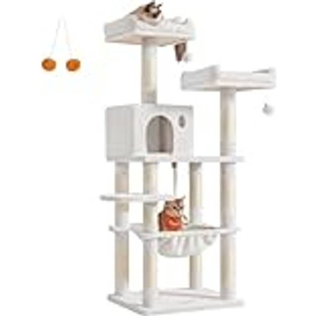 Dual Platforms Cat Tree, Cream White
