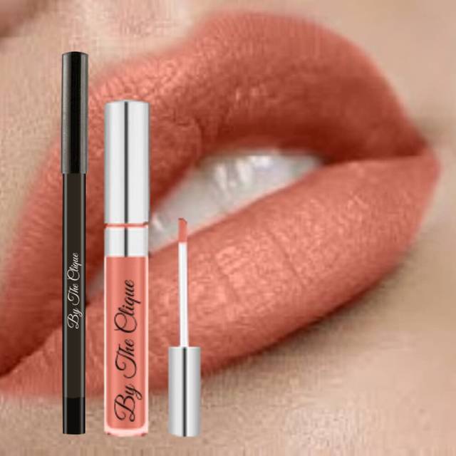 By The Clique Premium Matte Liquid Lipstick and Liner Set | Sun Kissed | Soft Peach Tinted Nude | Long Lasting Ultra Wear | Perfect Texture