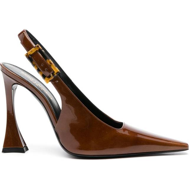 Saint Laurent - 110mm Dune pumps - women - Patent Calf Leather/Polymethyl Methacrylate/Calf Leather/Calf Leather - 36 - Brown