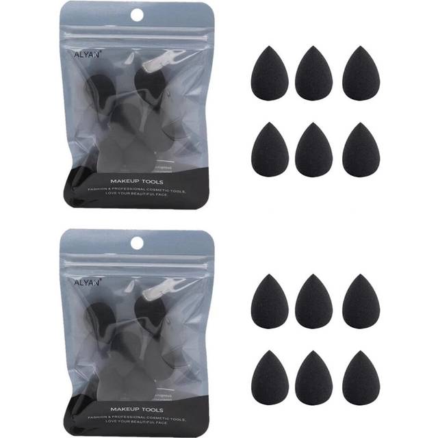 12PCS Mini Makeup Sponge  Concealer Highlight and Eye Shadow Black Small Beauty Sponge Blender Set for Foundation Powder