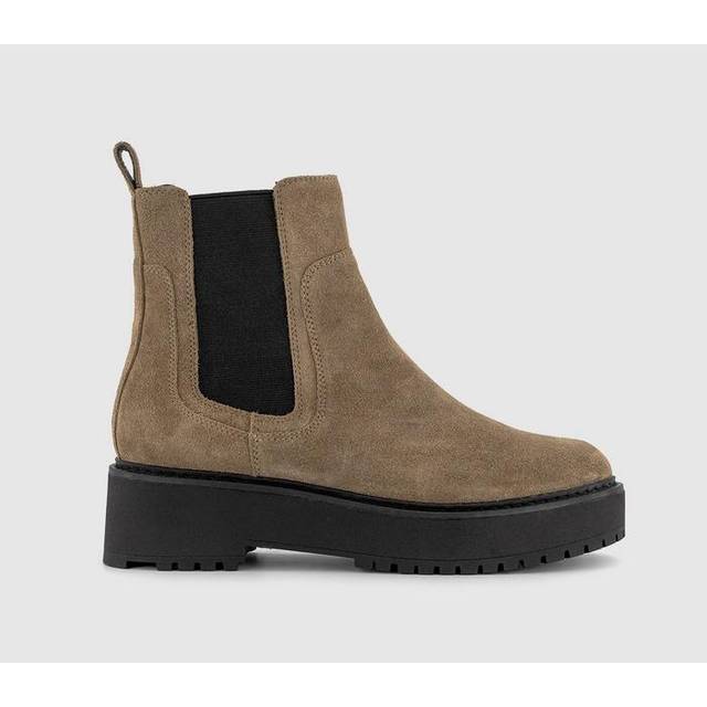 OFFICE Womens Aura Chunky Chelsea Boot Taupe Suede Natural, 5