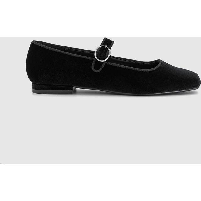 OFFICE Womens Fanfare Single Strap Mary Jane Ballet Flats Black Velvet, 7