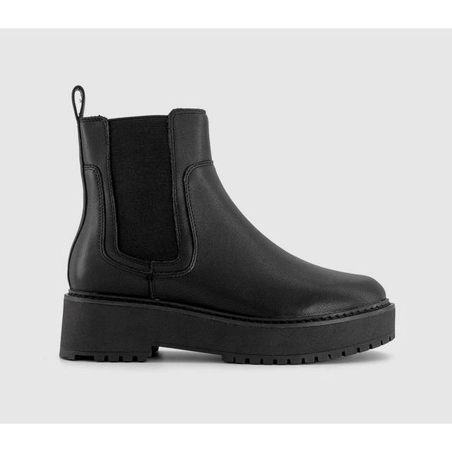OFFICE Womens Aura Chunky Chelsea Boots Black Leather, 6
