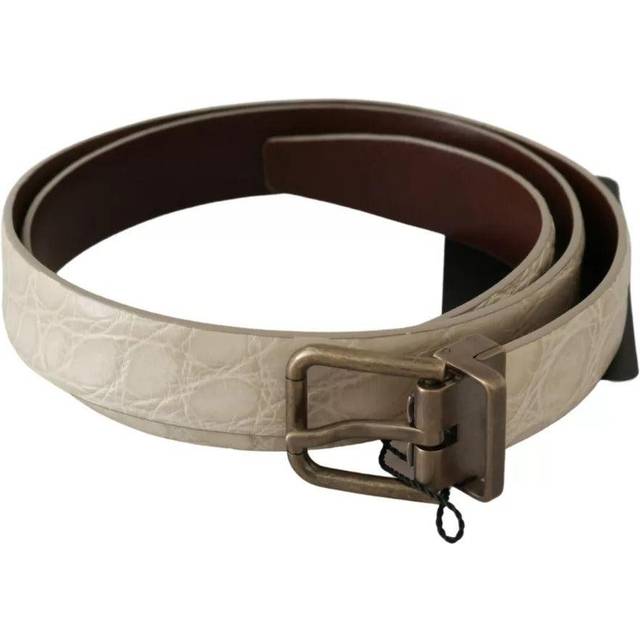 Dolce & Gabbana, Accessoarer, Dam, 100 CM, Läder, Lyxig Beige Guld Läderbälte - beige (100 CM)