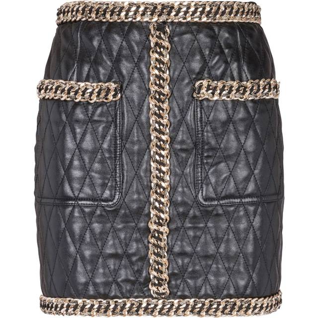 Balmain, Kjol, Dam, M, Läder, Vadderad läderkjol med kedjor