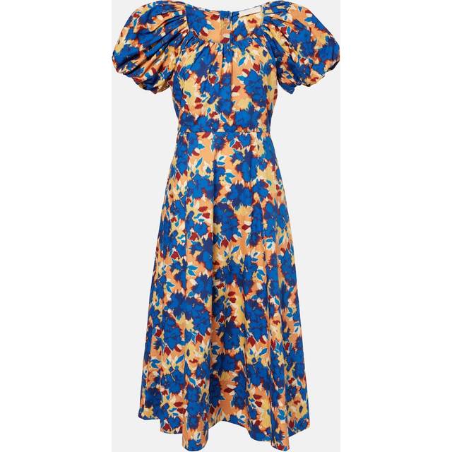 Ulla Johnson, Midi Dresses, female, Multicolor, XS, Blue Floral A-Line Midi Dress