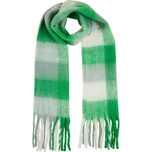 Yumi Green Check Fluffy Scarf - Size One Size UK - Yumi