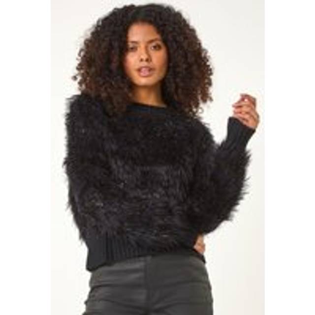 Fluffy Knit Jumper - Black - S-M