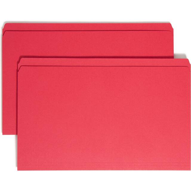 Smead File Folder  Reinforced Straight-Cut Tab  Legal Size  Red  100 per Box (17710)
