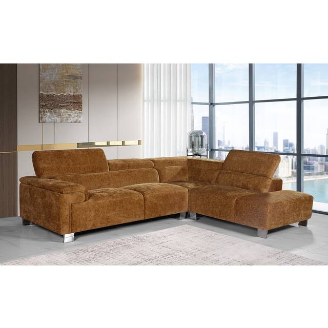 Dayamir Upholstered Corner Sectional - Orange (93cm H X 265cm W X 211cm D)