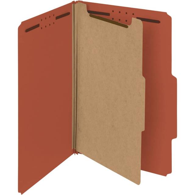 "Smead 100% Recycled Pressboard Classification File Folder  1 Divider  2"""""""" Expansion  Legal Size  Red  10 per Box (18723)"