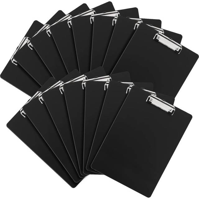 15 Pack Plastic Clipboards Clip Boards Plastic Clipboard Clip Board with Low Profile Clip 12.5x9 Inch Black Clipboard Standard A4 Letter Size Clipboar